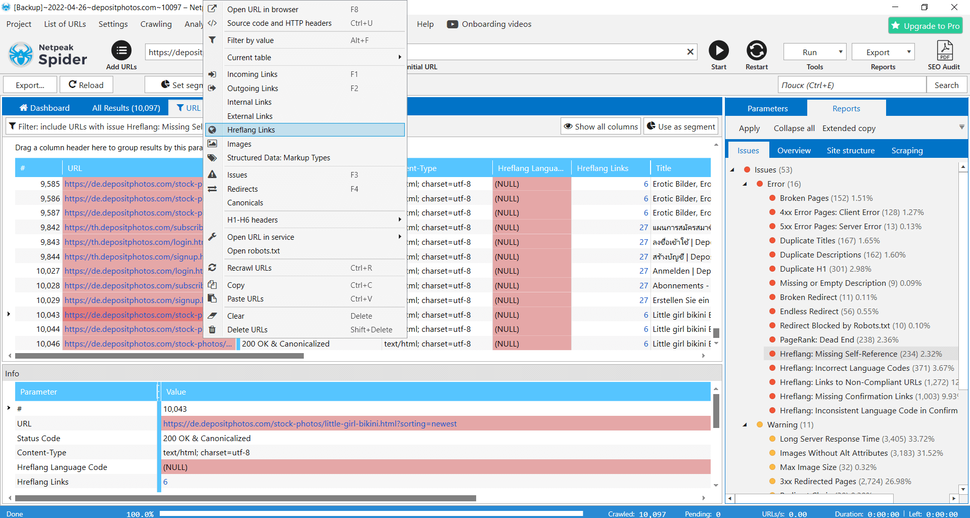 Checking hreflang of each page