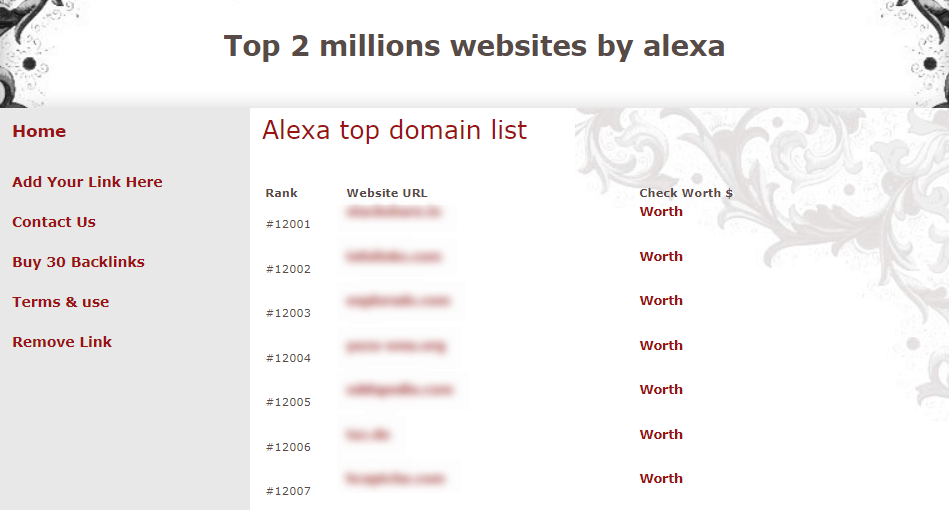 Alexa Rank domain parser