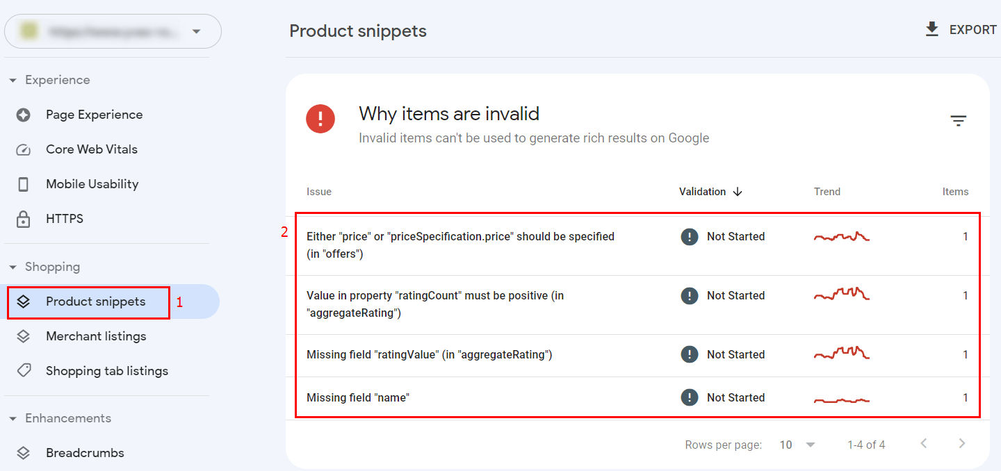 Report ‘Product snippets’