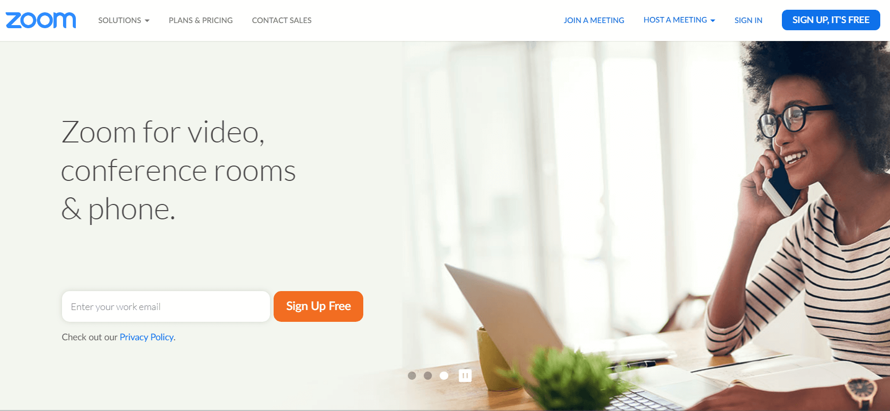 Zoom landing page