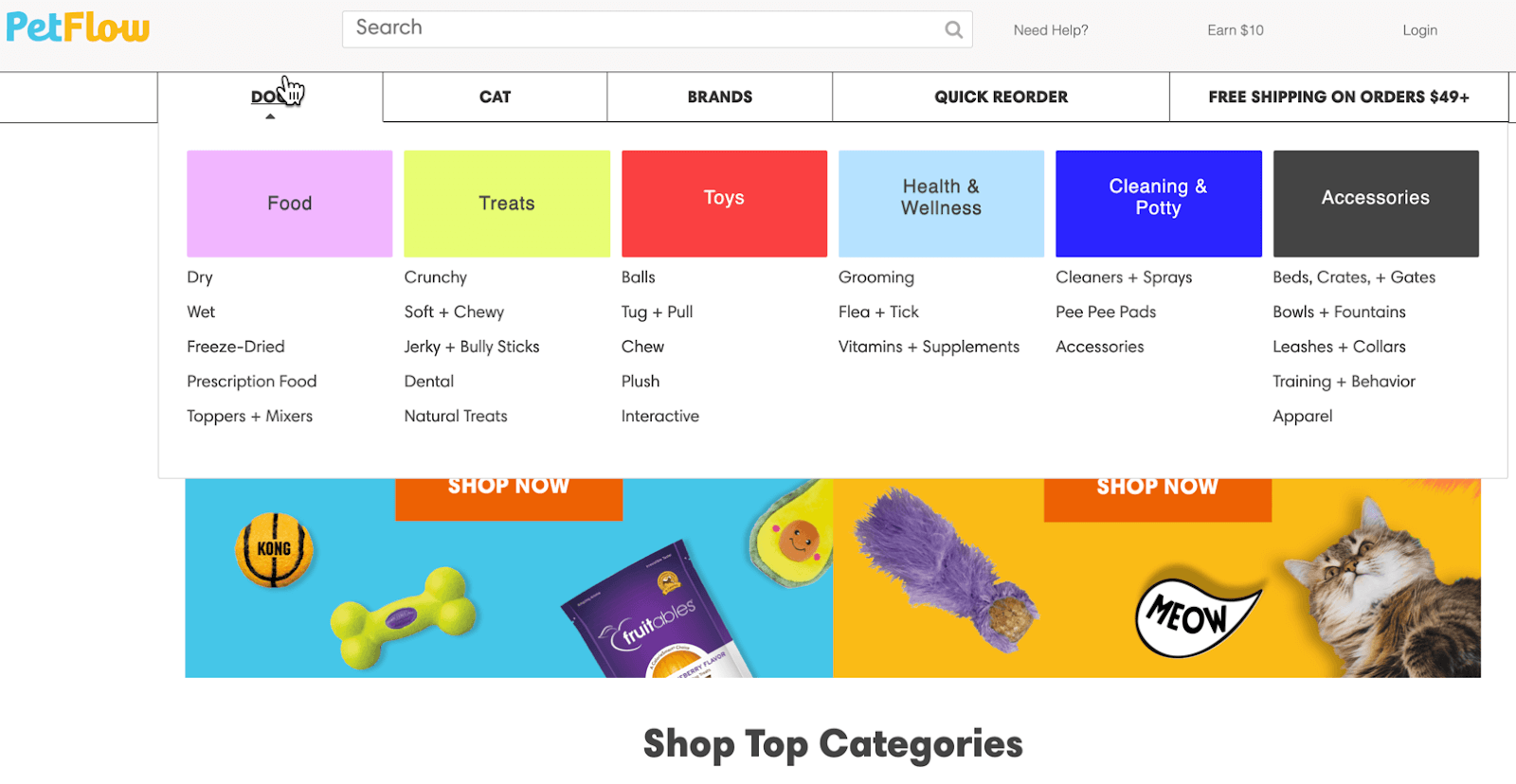 Ecommerce homepage example