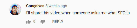 Comment from Youtube