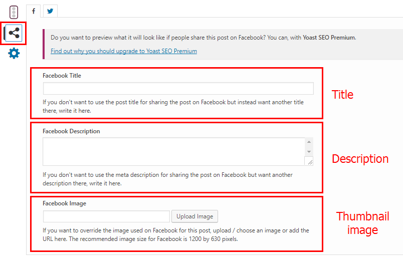 WordPress SEO: Facebook title, description and thumbnail image