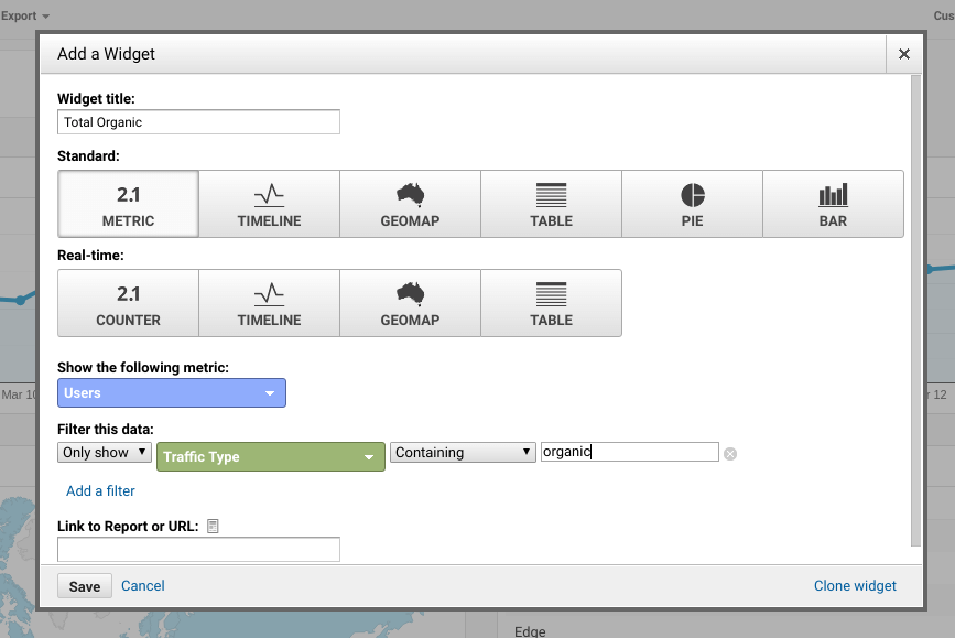 Adding filters for widgets in SEO dashboard