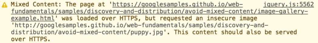 This is how a warning about insecure mixed content looks like in Google Chrome browser