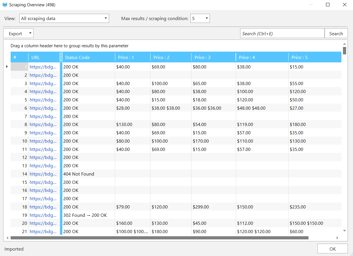 Export scraping results in Netpeak Spider