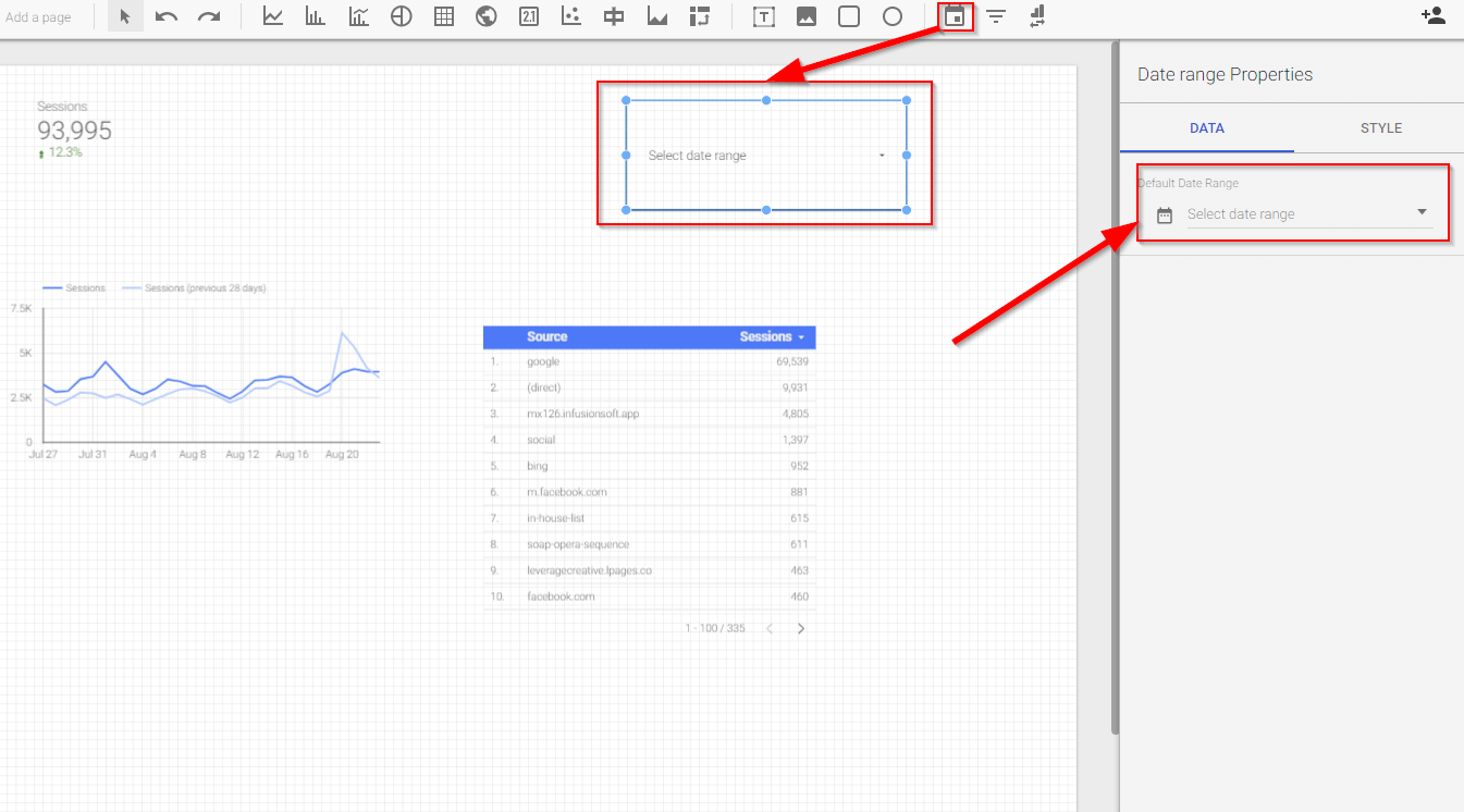 Date slicer in Google Data Studio