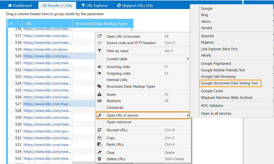 Validate structured data via Netpeak Spider crawler