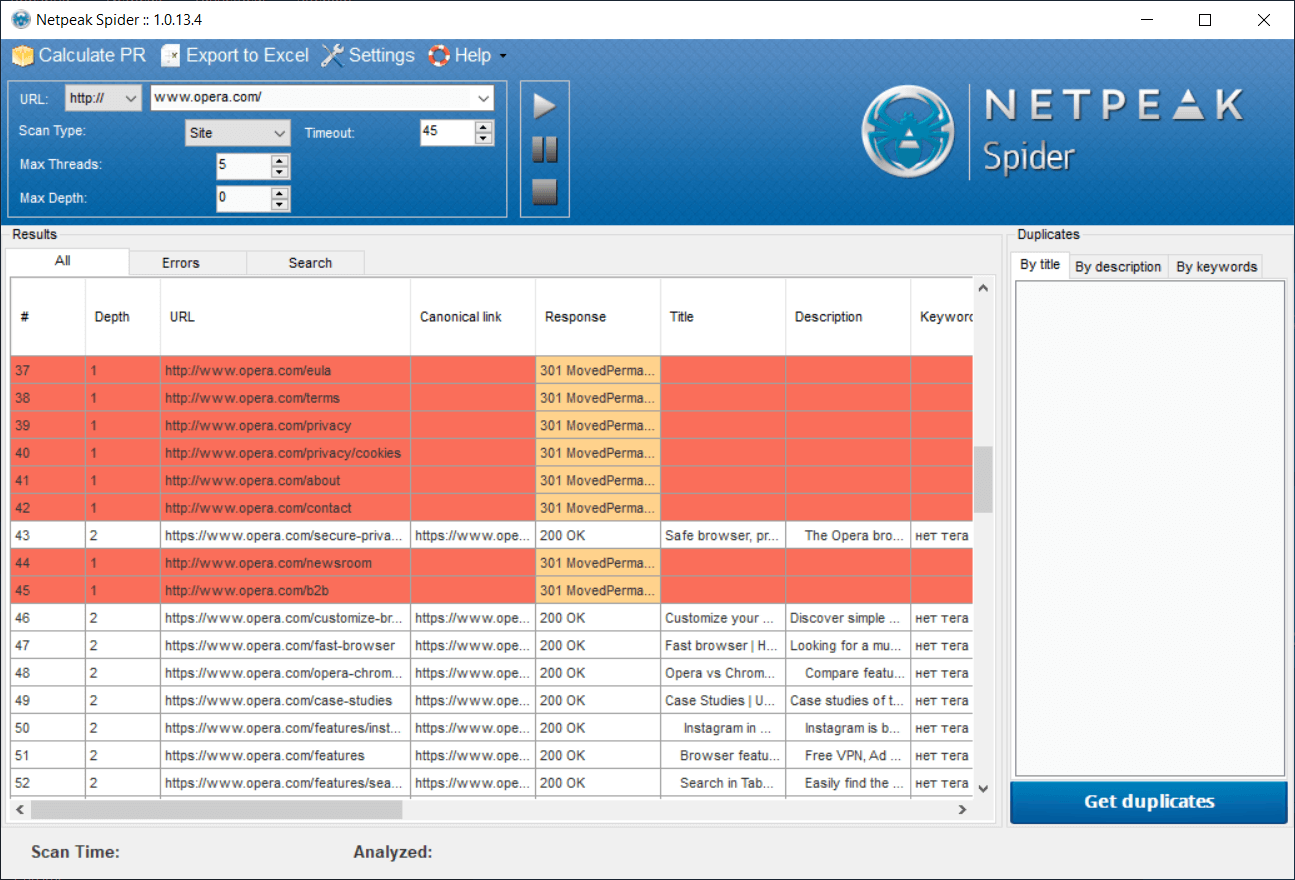 Netpeak Spider version 1.0