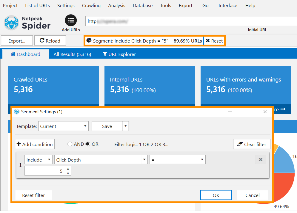 Segmenting pages by click depth