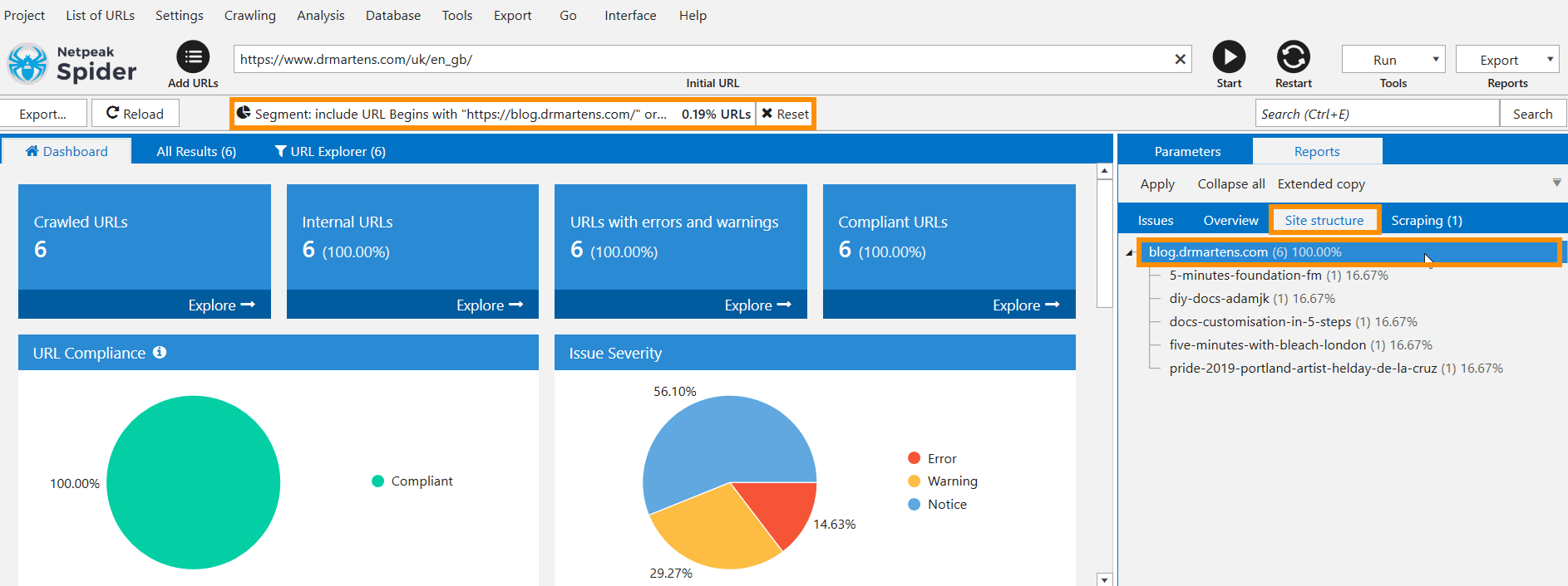 Segmenting pages using site structure