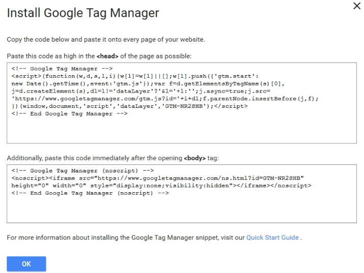 Google Tag Manager installation