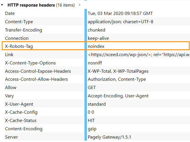 This is how X-Robots-Tag looks like in HTTP response header in Netpeak Spider