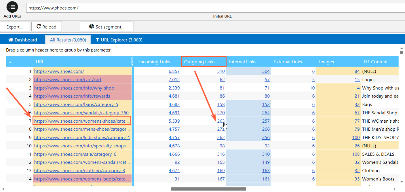 How to check outgoing links in Netpeak Spider