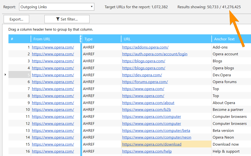 ‘Database’ module in Netpeak Spider 3.0