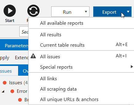 Export templates in Netpeak Spider 3.0