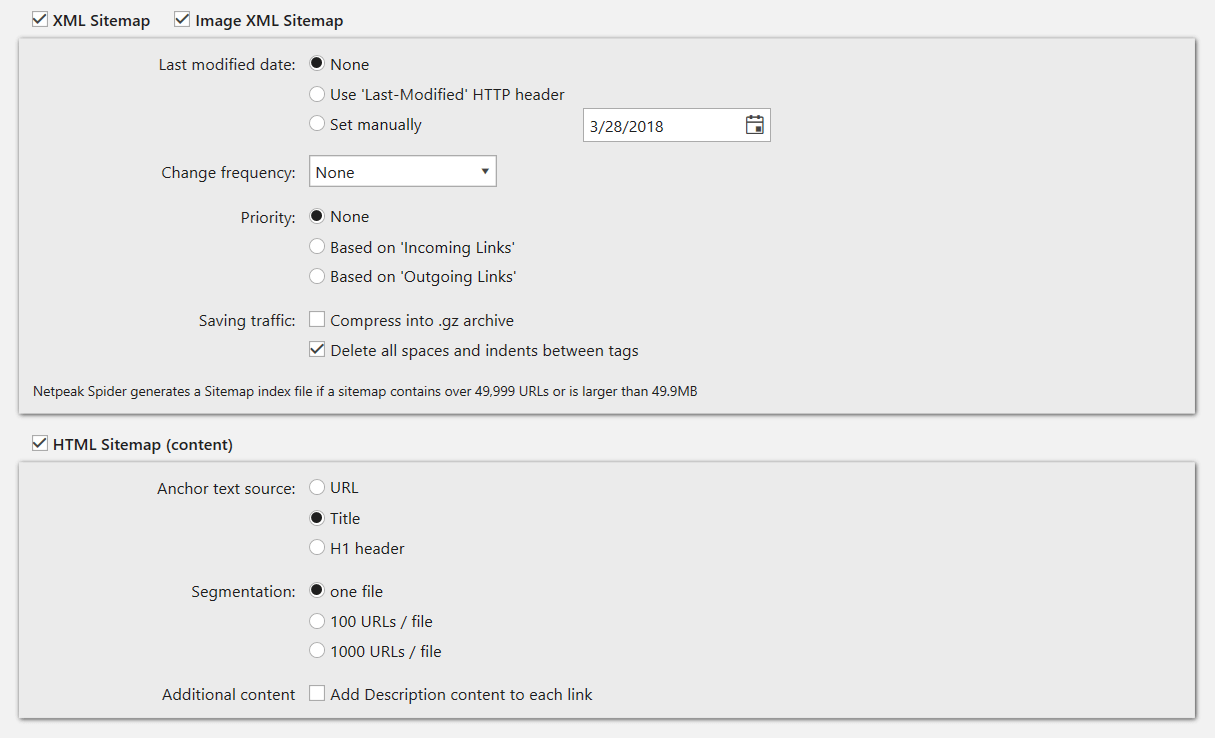 Sitemap generator in Netpeak Spider 3.0