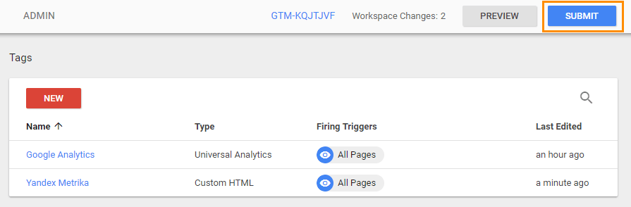 Creating GTM tag for implementing in your website