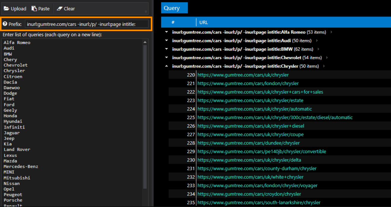 Adding prefix to the search queries in ‘SE Scraper’ tool in Netpeak Checker