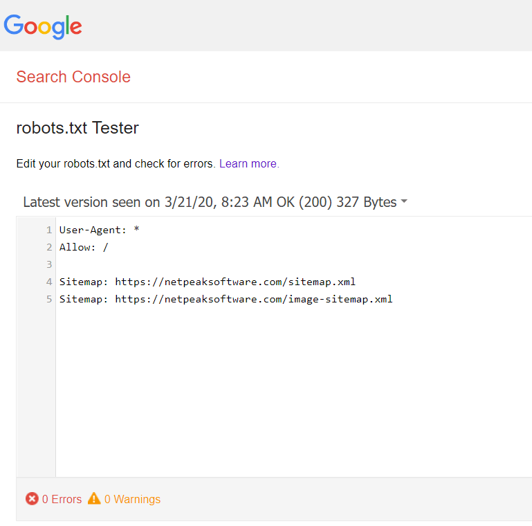 How to check the robots.txt file in Search Console