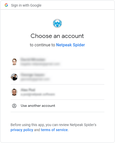 Choosing of an account