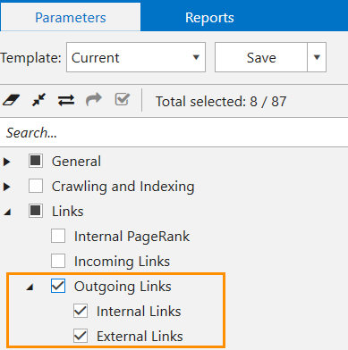 Check if the necessary Outgoing Link parameters are selected while crawling a website with Netpeak Spider.