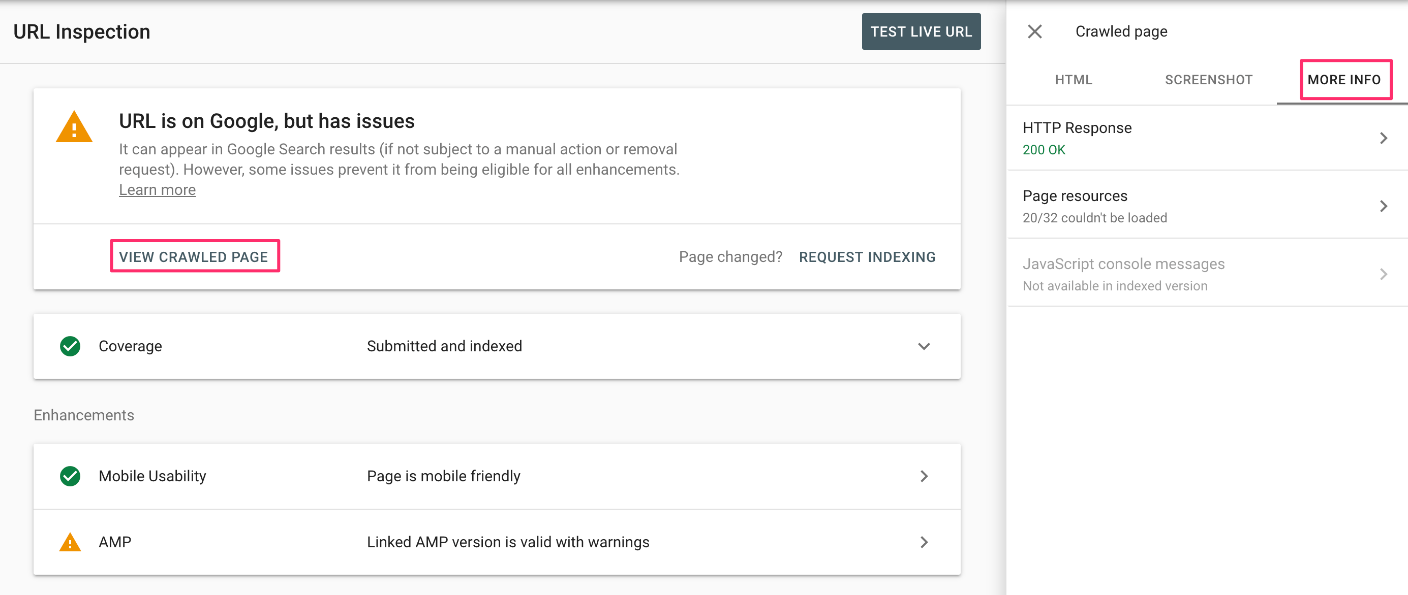 URL-related errors in Google Search Console