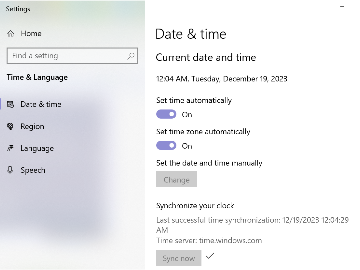 Setting Date & Time configuration