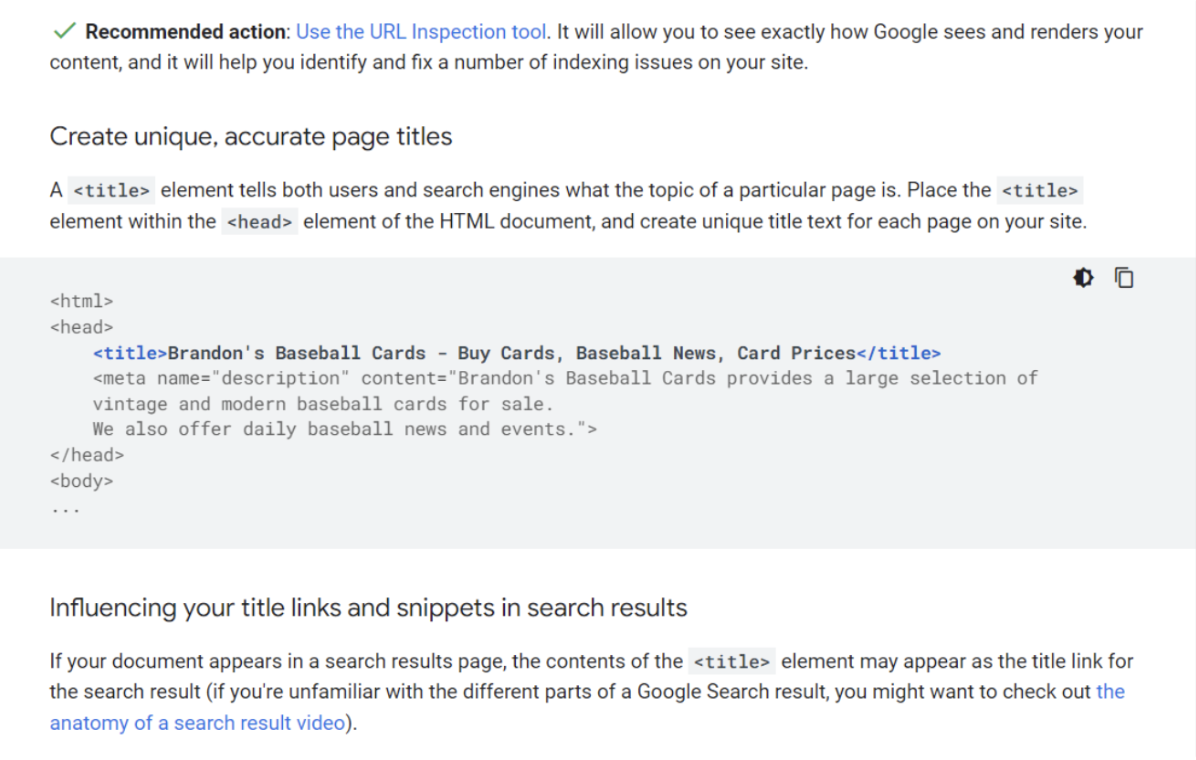 Google’s SEO Starter Guide on page title creation