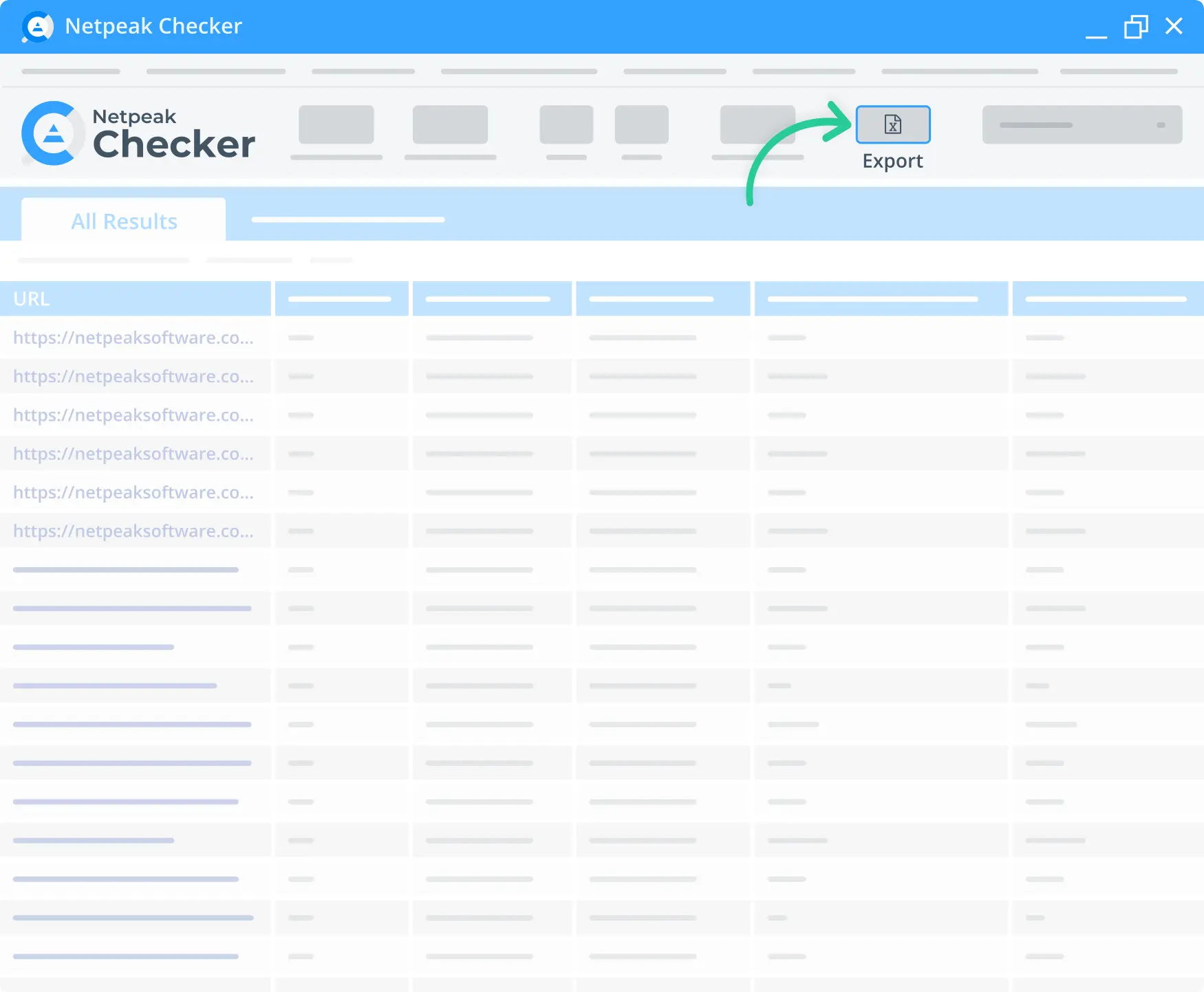 Экспорт результатов проверки рейтинга домена Ahrefs в Netpeak Checker.