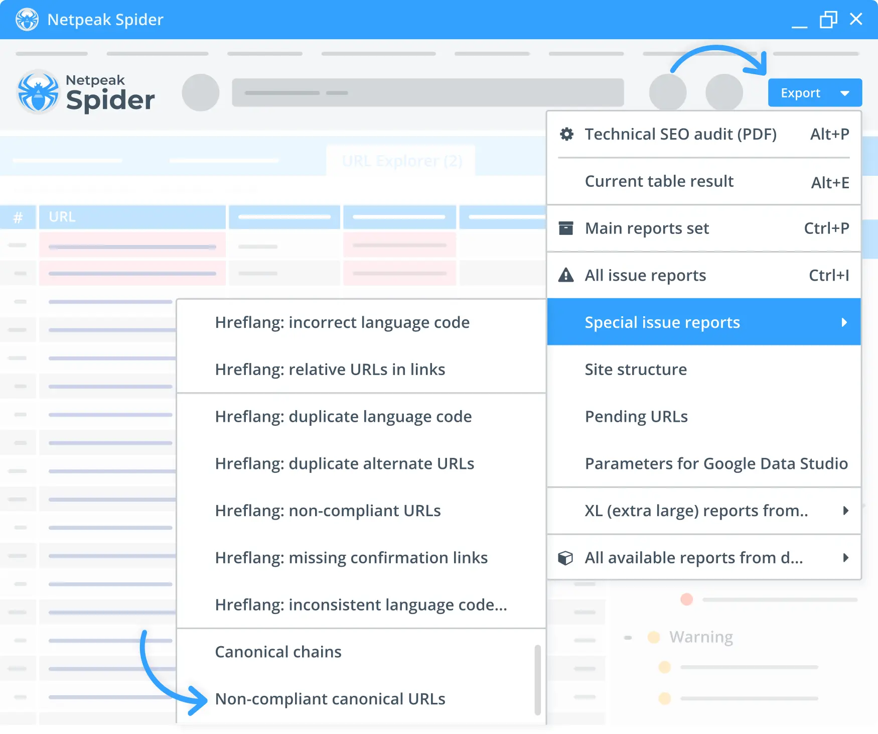 export canonical issues