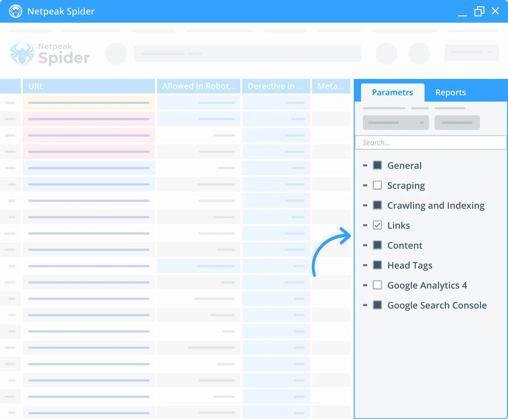 Retrieve SEO research results from Netpeak Spider.