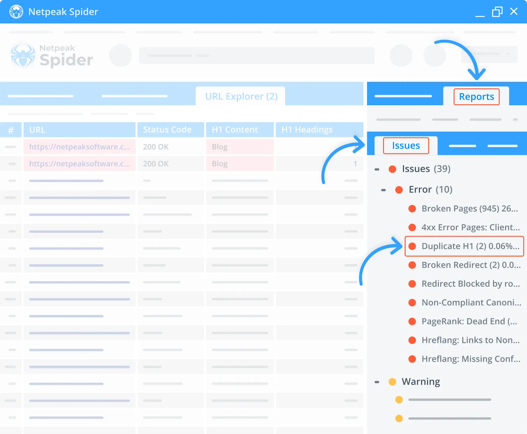 Filtering the issues in the report section