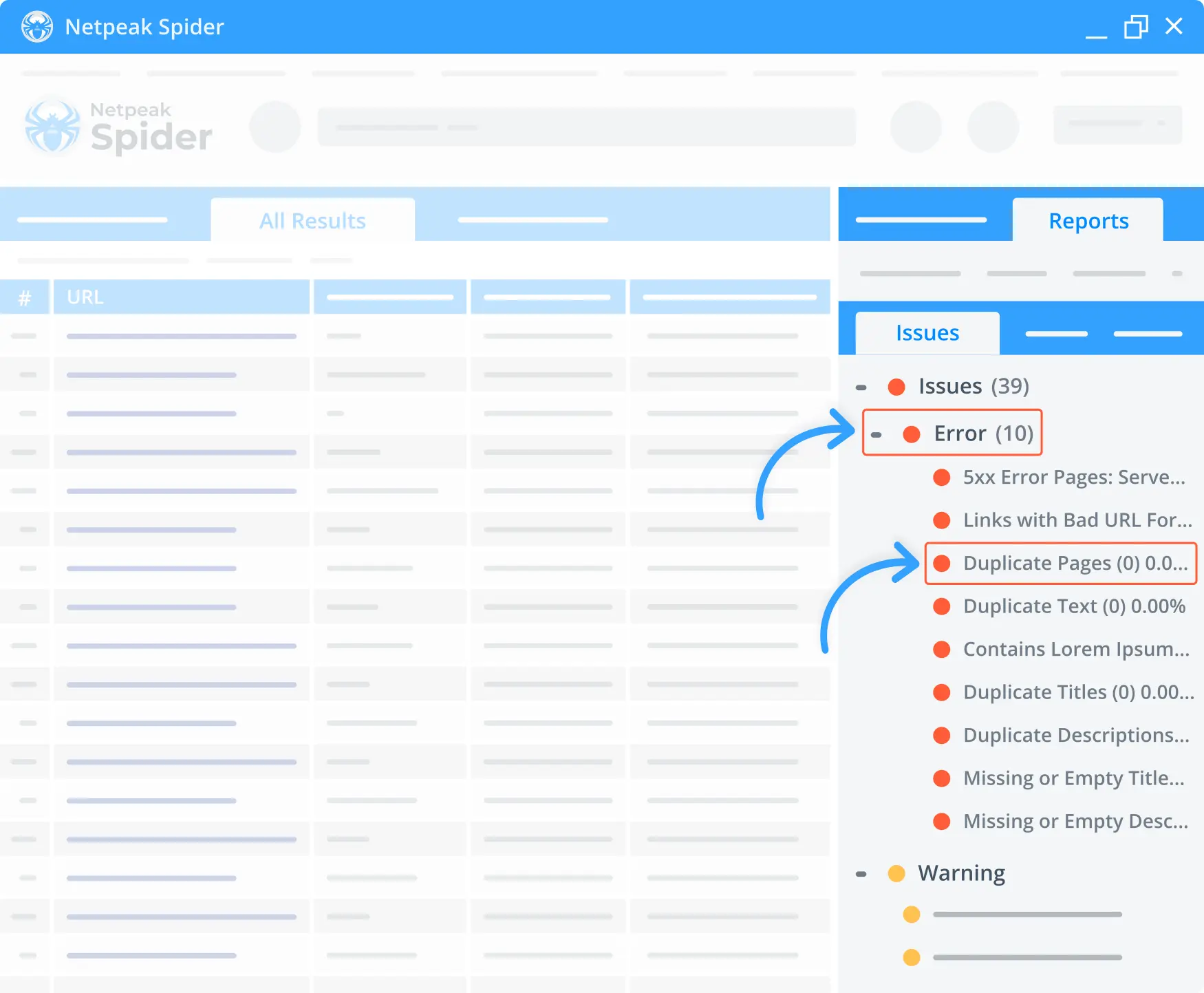 Duplicate Check Error Duplicate Pages section