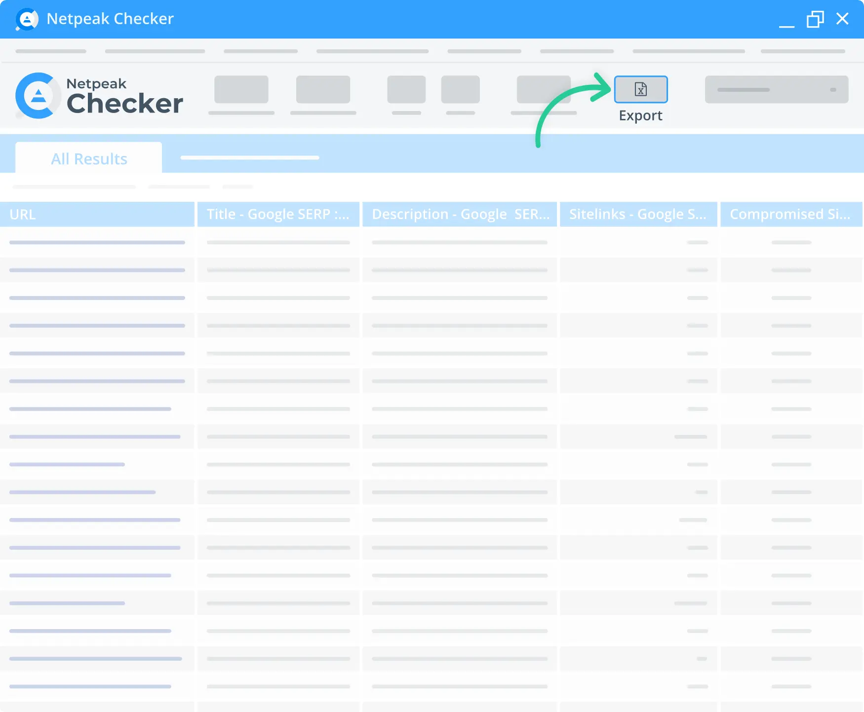 Export option in the Netpeak Checker