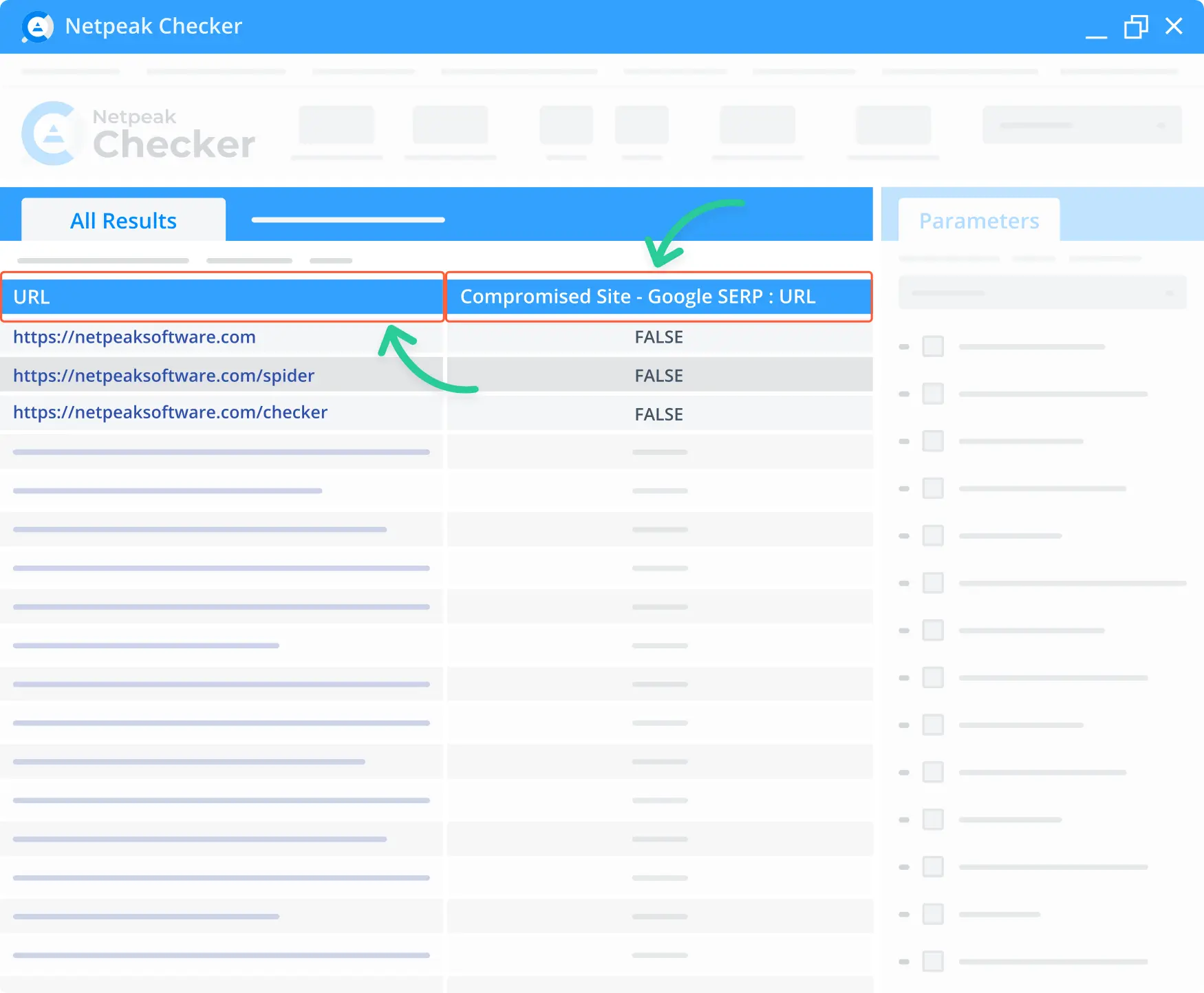 Compromised site status in the Netpeak Checker