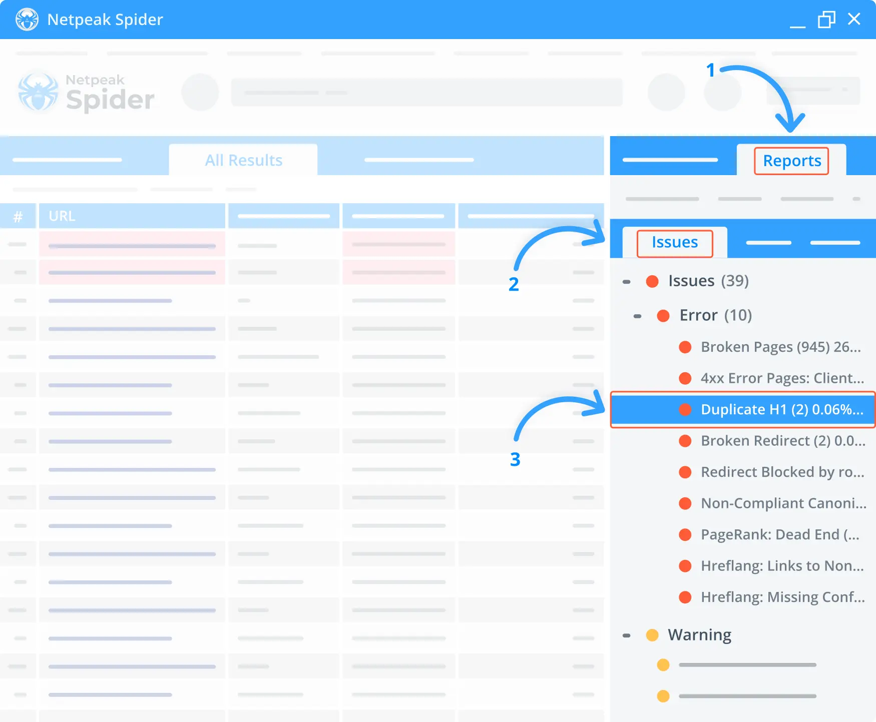 Detect critical SEO issues using the Netpeak Spider app.