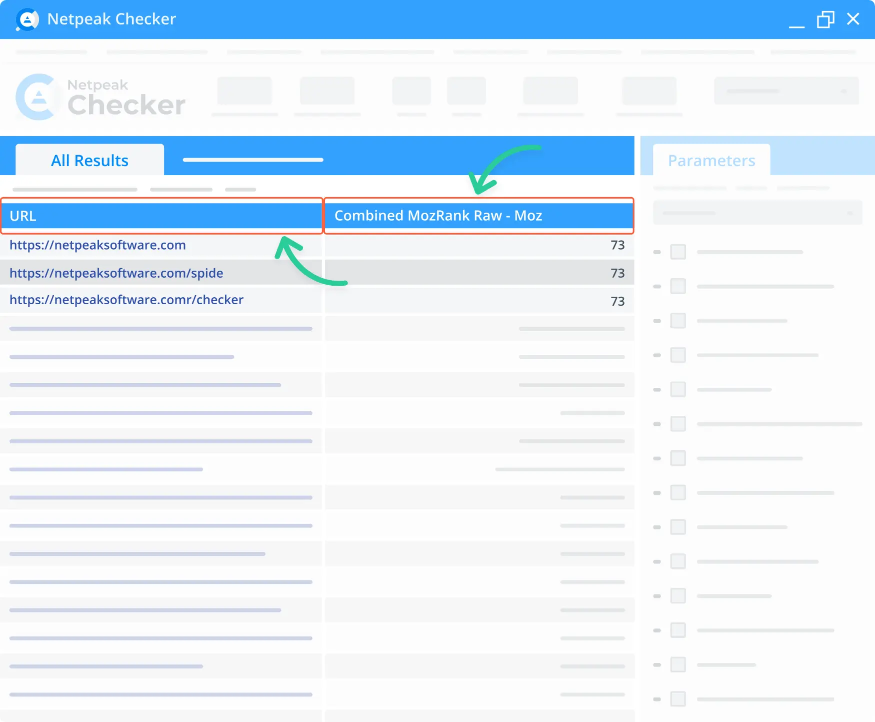 Keep track of the Combined Moz Rank score via Netpeak Checker.