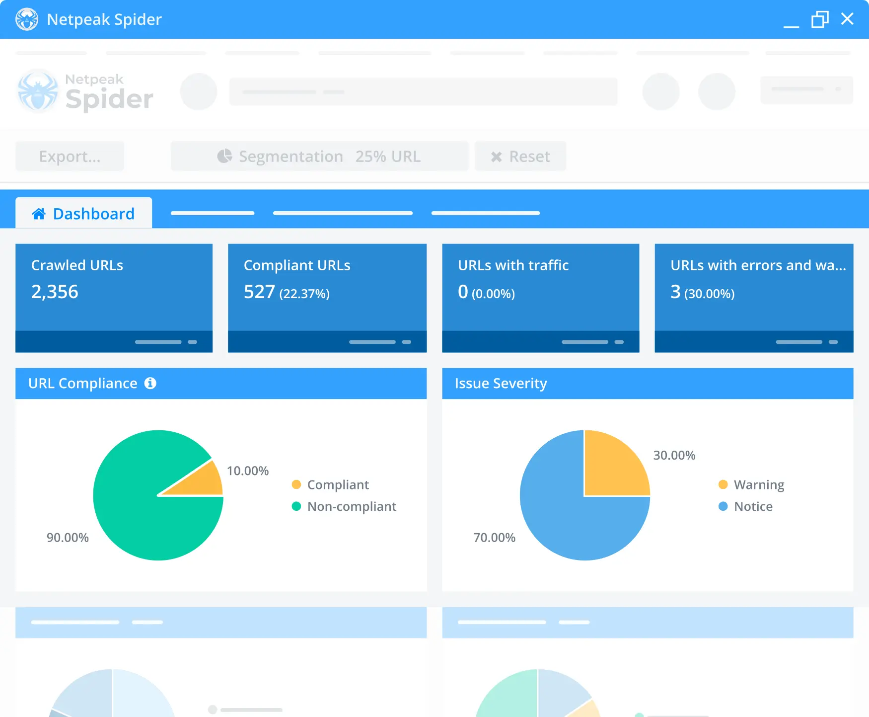  A site’s all pages-report feature in Netpeak Spider.