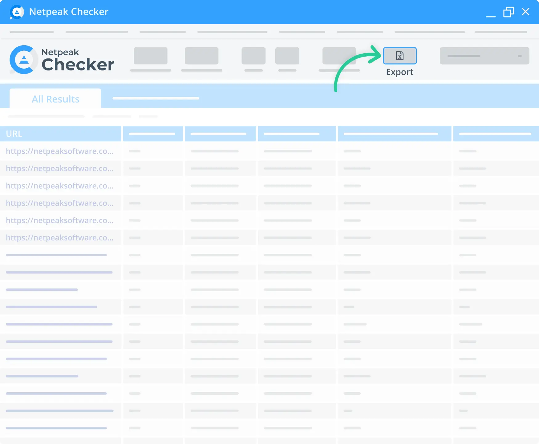 Exporting referring domains checker results at Netpeak Checker.