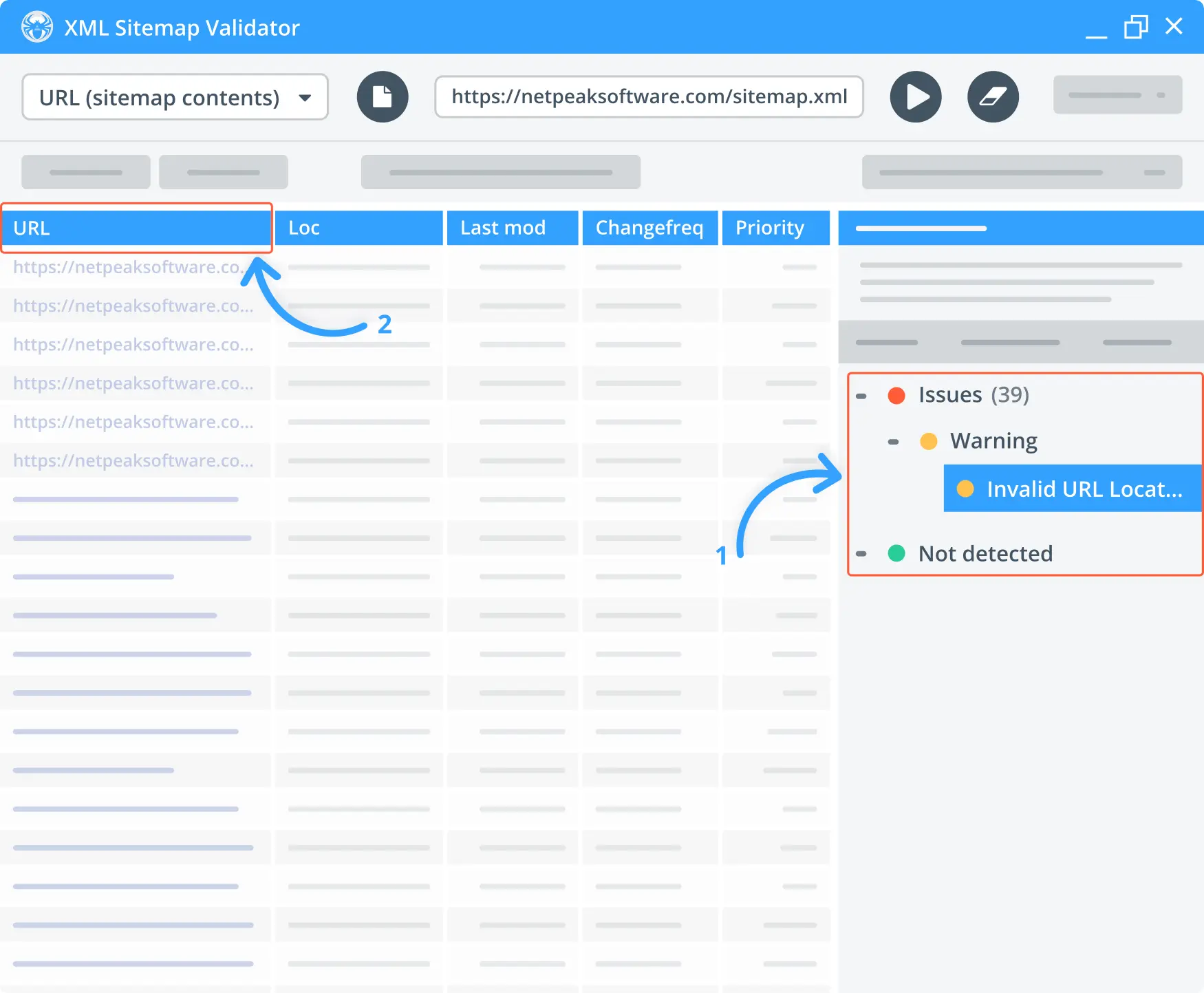 analyze issues with sitemap.xml in the right menu