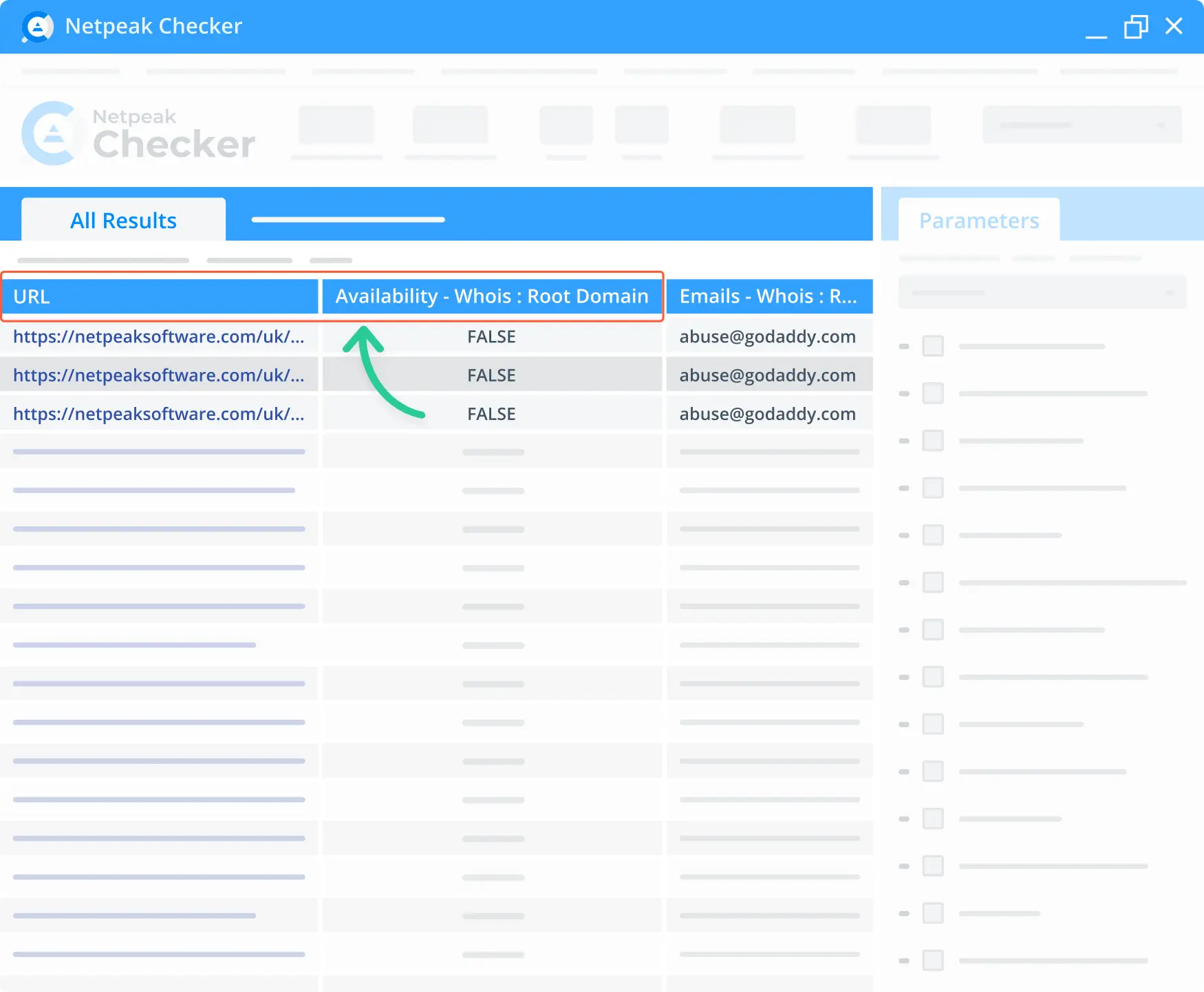 Check if you can purchase a target domain using the Netpeak Checker app.