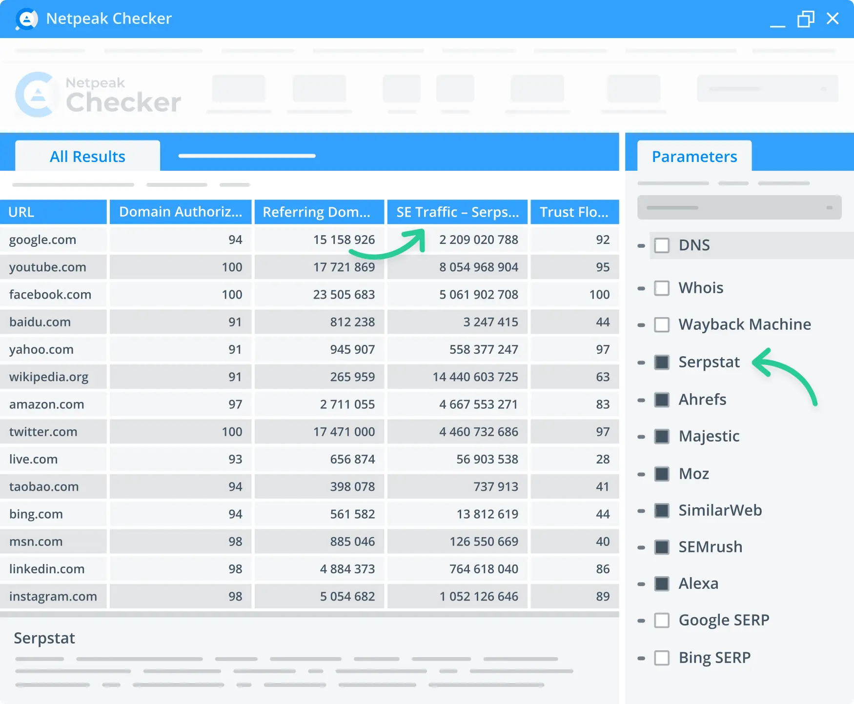 Use Netpeak Checker for batch domain assessment.