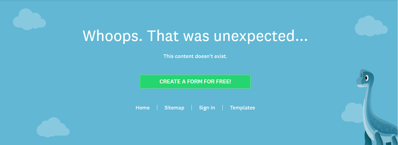 Пример оформления 404 страницы на сайте Wufoo